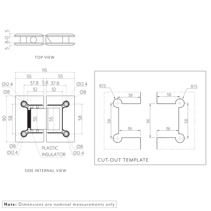 Kenzie Glass to Glass Shower Hinge