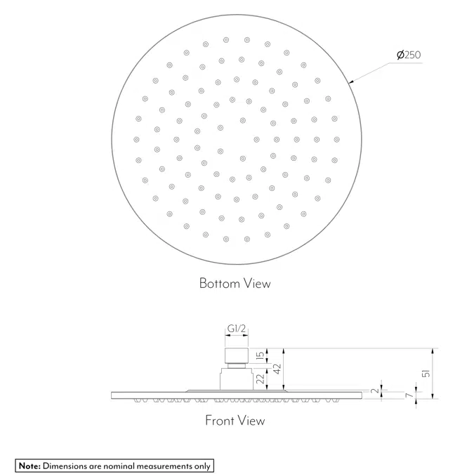 Shower Head Round 250mm