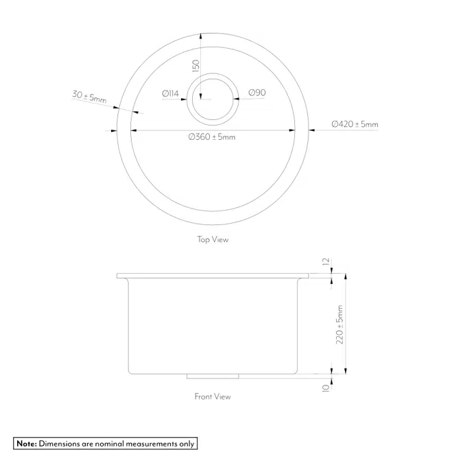 Vera Round Sink 420mm