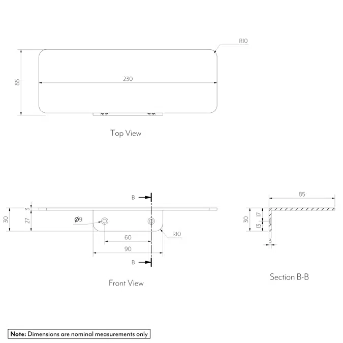 Vaada Shower Shelf 230mm