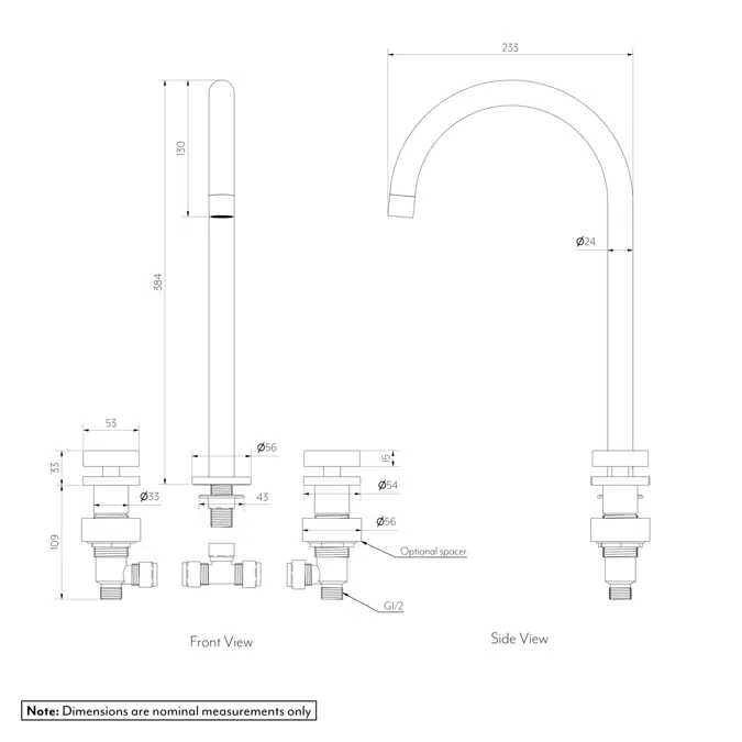 Cross Assembly Bench-Mounted Set