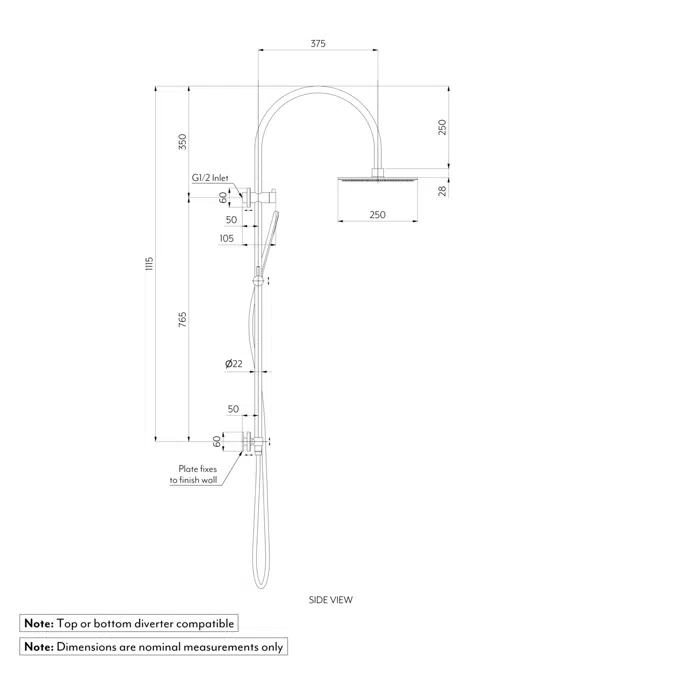 Elysian Gooseneck Shower Rail Set