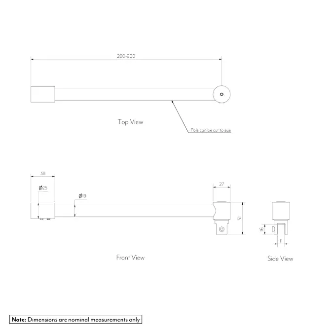 BIM objects - Free download! Shower Screen Support Bar 19mm | BIMobject