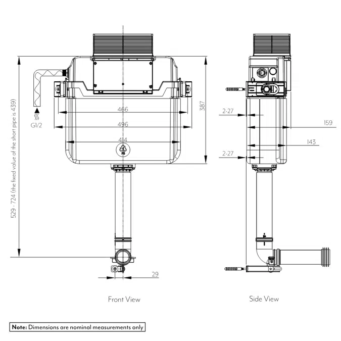 ABI In-Wall Reduced Height Cistern