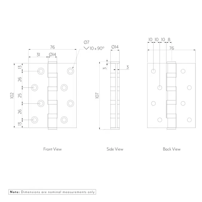 Ellis Butt Door Hinge 100mm