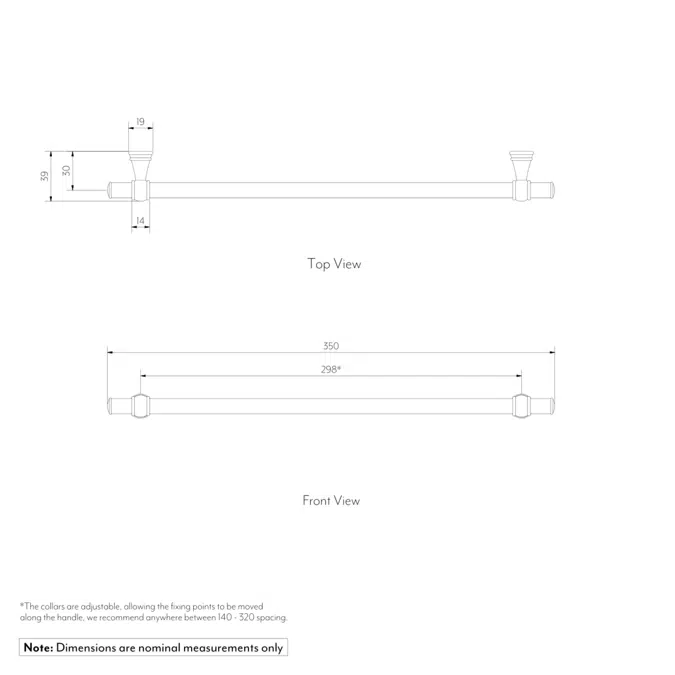 Kingsley Adjustable Cabinetry Pull 350mm