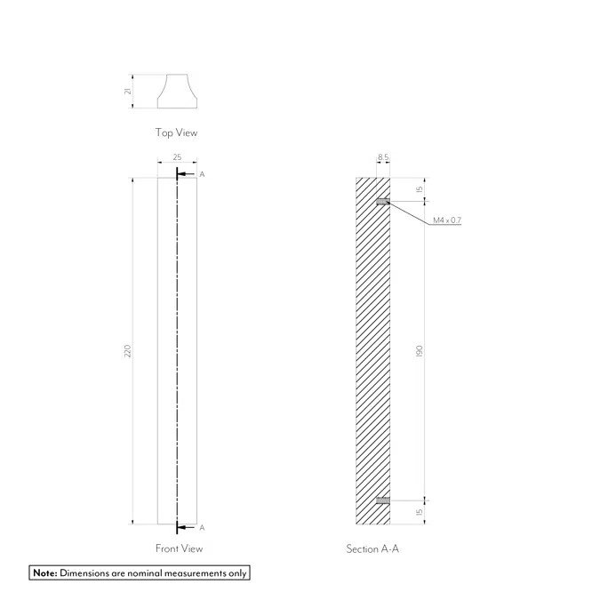 Pedra Cabinetry Pull 220mm