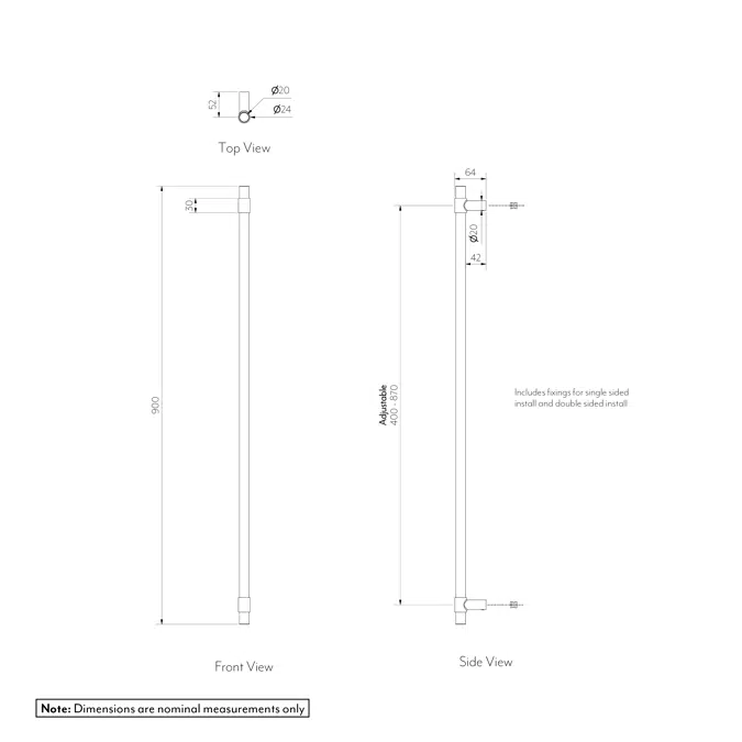 Modi Adjustable Entry Door Pull 900mm