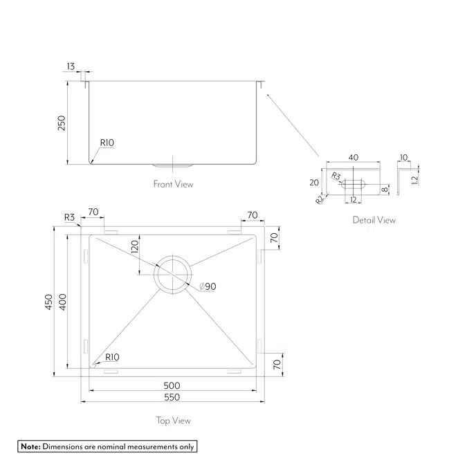 Seba Single Sink 550mm (Deep)