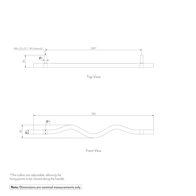 Ziggy Adjustable Cabinetry Pull 350mm