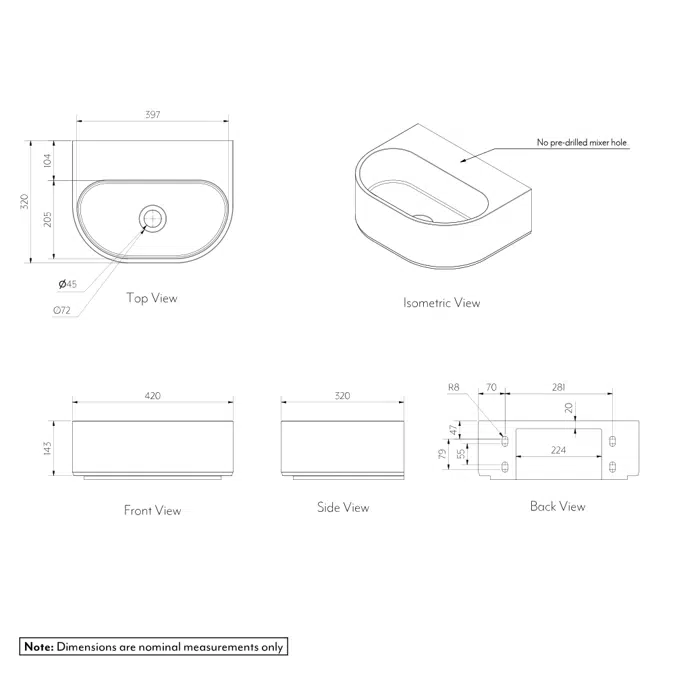 Nelios Concrete Wall-Hung Basin