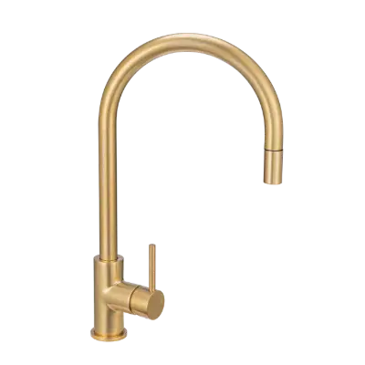 Image for Elysian Commercial Pull-Out Kitchen Mixer - Tumbled Aged Brass