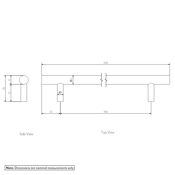 Tezra Cabinetry Pull 500mm - Stainless Steel