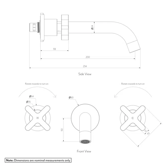 Cross Assembly Taps & Spout Set