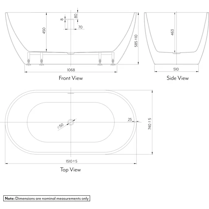 Scala Acrylic Freestanding Bath - 1510mm