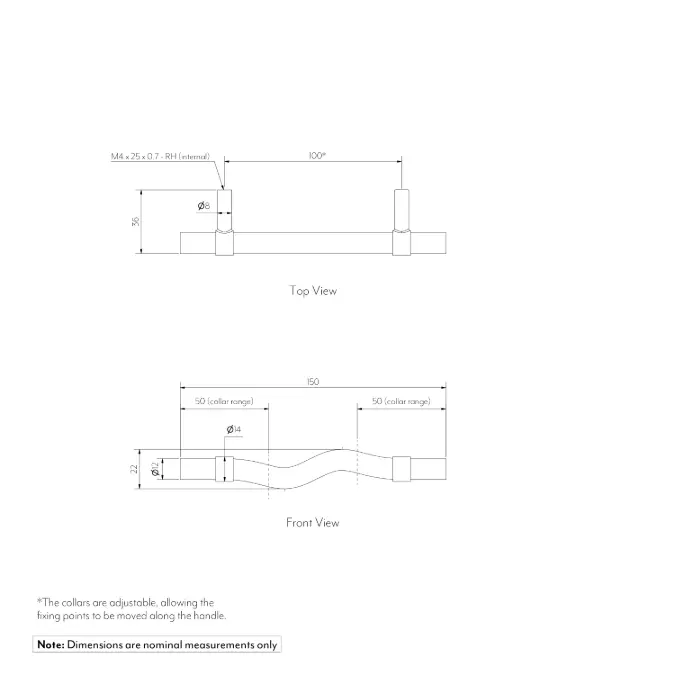 BIM objects - Free download! Ziggy Adjustable Cabinetry Pull 150mm ...