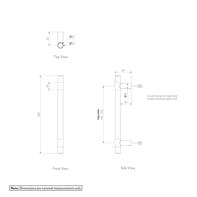 Modi Adjustable Entry Door Pull 300mm