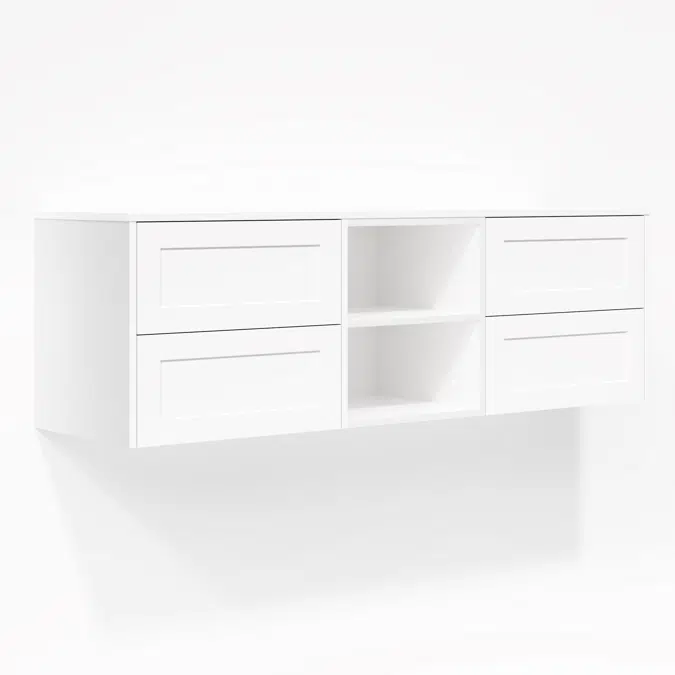 Addison 4-Drawer Vanity with Shelves 1614mm - Shaker