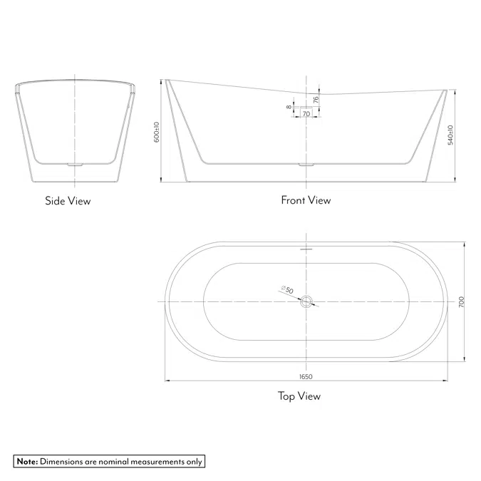 Violet Acrylic Freestanding Bath - 1650mm