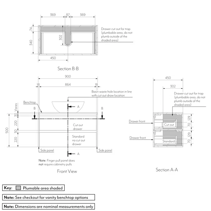 Addison 2-drawer 900mm