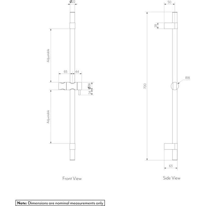 Elysian Adjustable Shower Rail