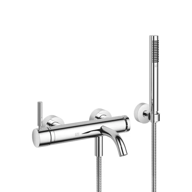 33233660 Meta Single-lever bath mixer for wall mounting with hand shower set 202 mm