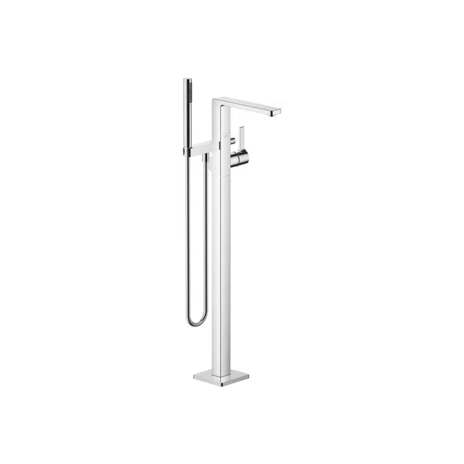 25863710 LULU Single-lever bath mixer with stand pipe for free-standing assembly with hand shower set 215 mm