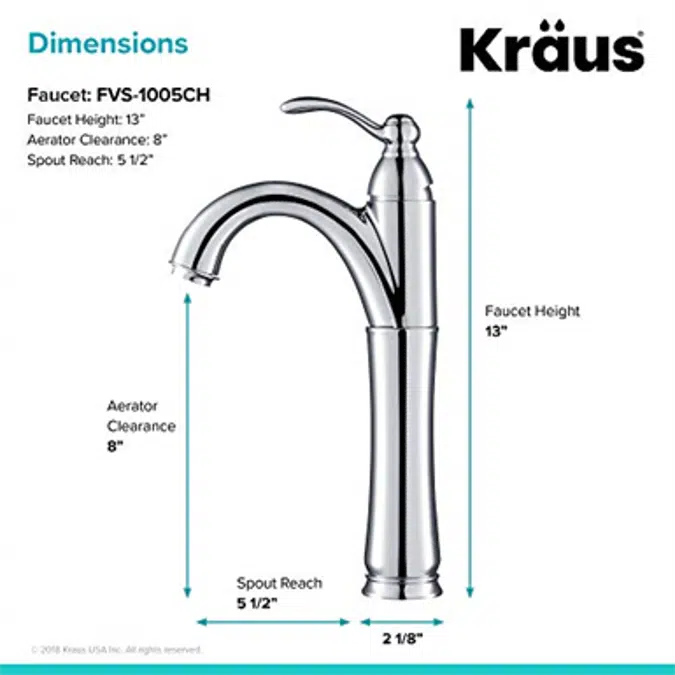 Kraus FVS-1005CH Riviera Single Lever Vessel Bathroom Faucet