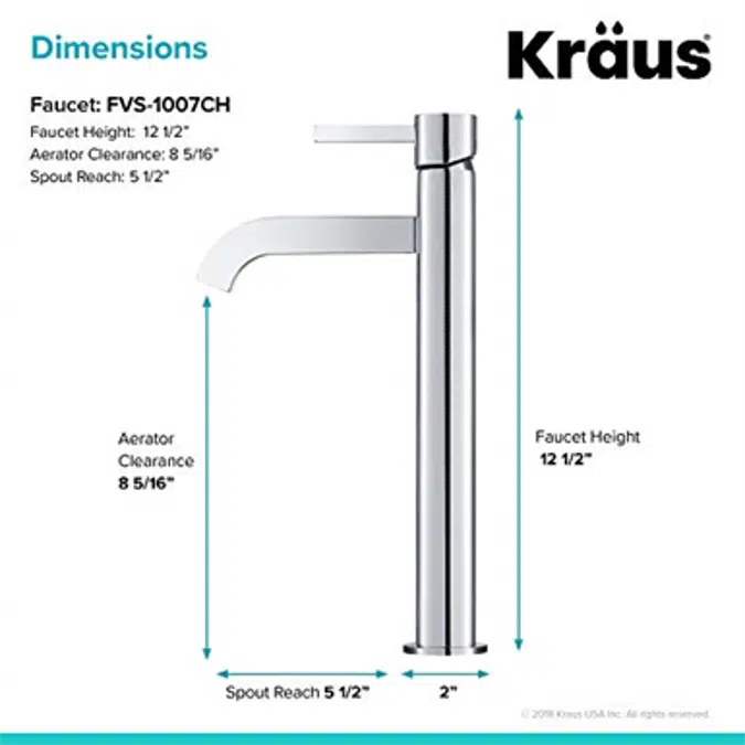 Kraus FVS-1007CH Ramus Single Lever Vessel Bathroom Faucet