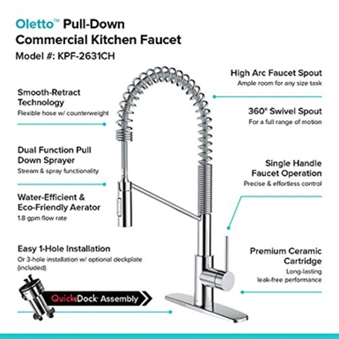 Kraus KPF-2631CH Oletto Kitchen Faucet