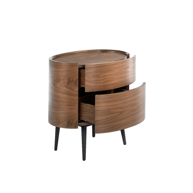 BIM objects Free download! Oval bedside table made of walnutveneered