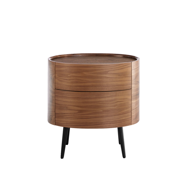 BIM objects - Free download! Oval bedside table made of walnut-veneered ...