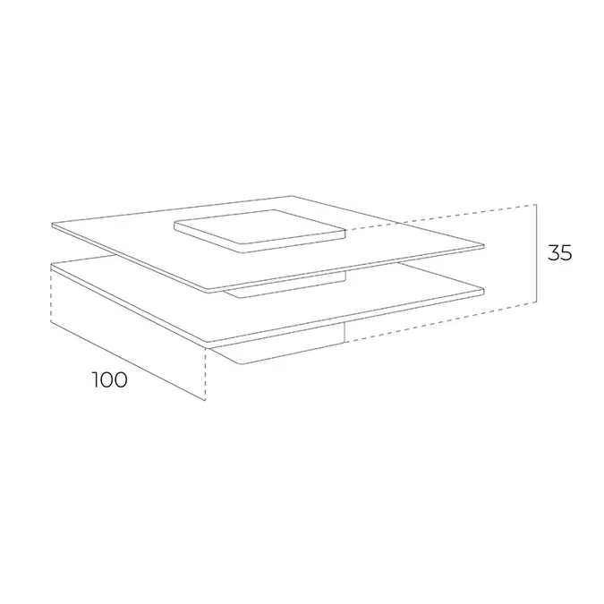 Square coffee table in tempered glass and Walnut wood