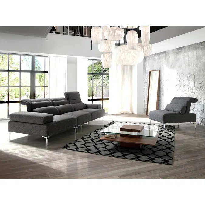 Square coffee table in tempered glass and Walnut wood