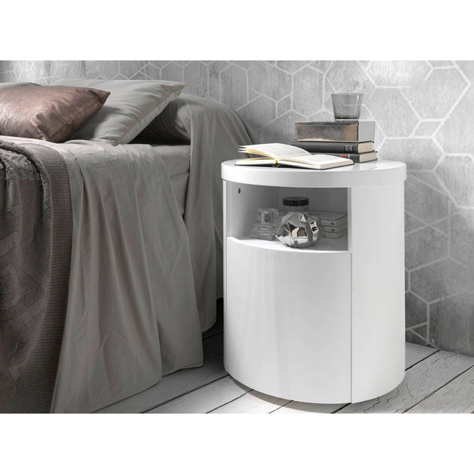 BIM objects Free download! White round wooden bedside table BIMobject