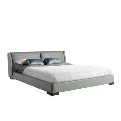 Imagem para Bed upholstered in leatherette and dark steel legs}