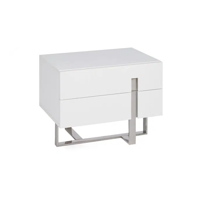 BIM objects - Free download! White wooden bedside table and chrome ...