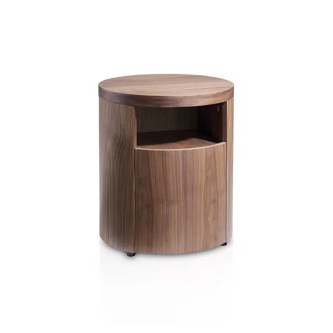 BIM objects - Free download! Round Walnut wood nightstand | BIMobject