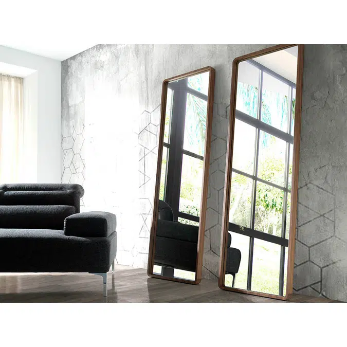 Walnut wood frame standing mirror