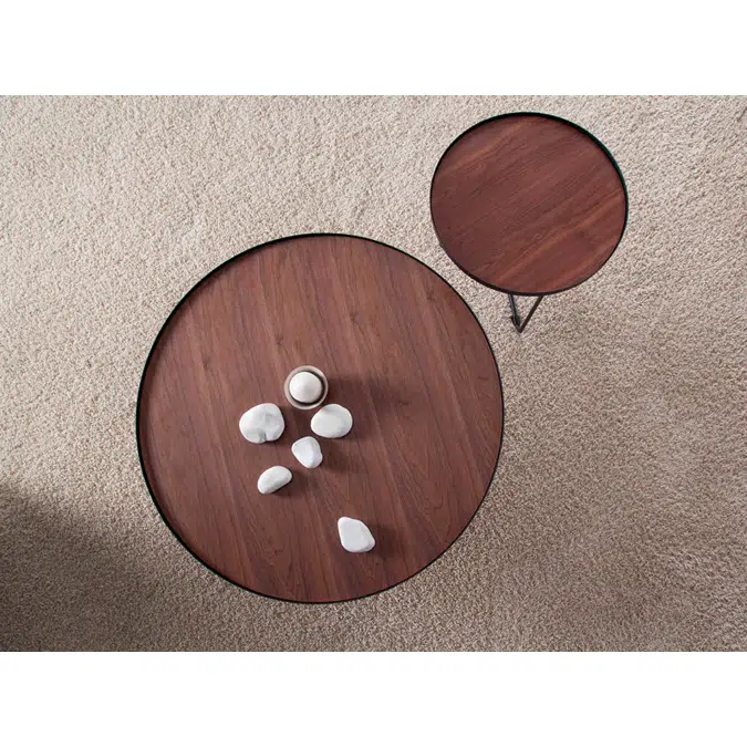 Round corner table in Walnut wood and black steel