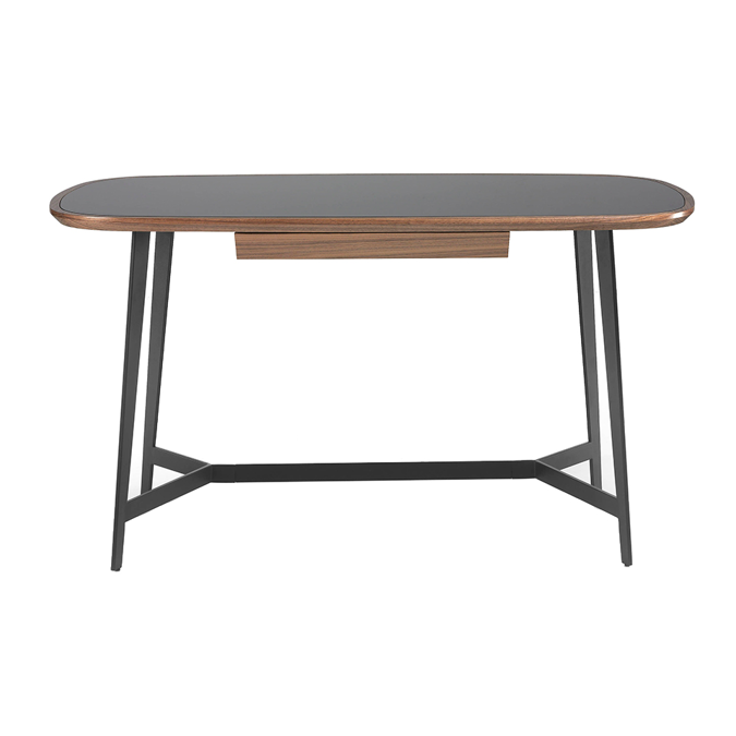 BIM objects Free download! Walnut wood office desk and black stained