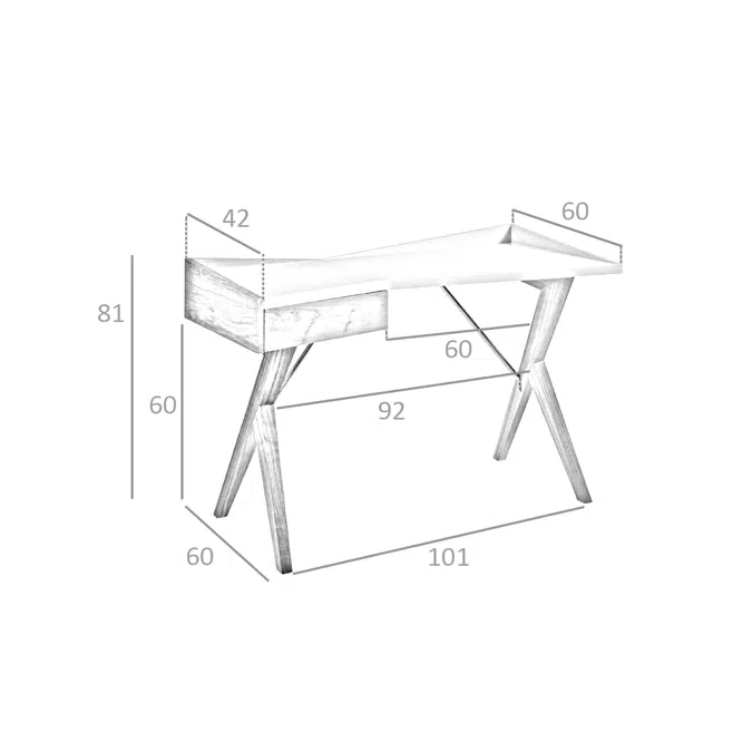 Oak wood office desk and Sulfur lacquered top