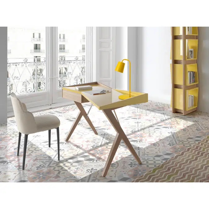 Oak wood office desk and Sulfur lacquered top