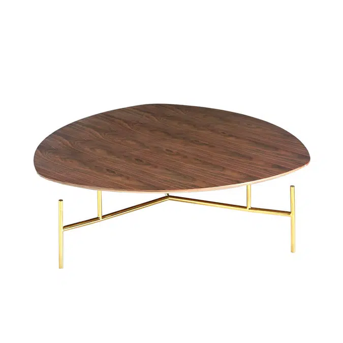 Mesa centro de madera Nogal y acero dorado