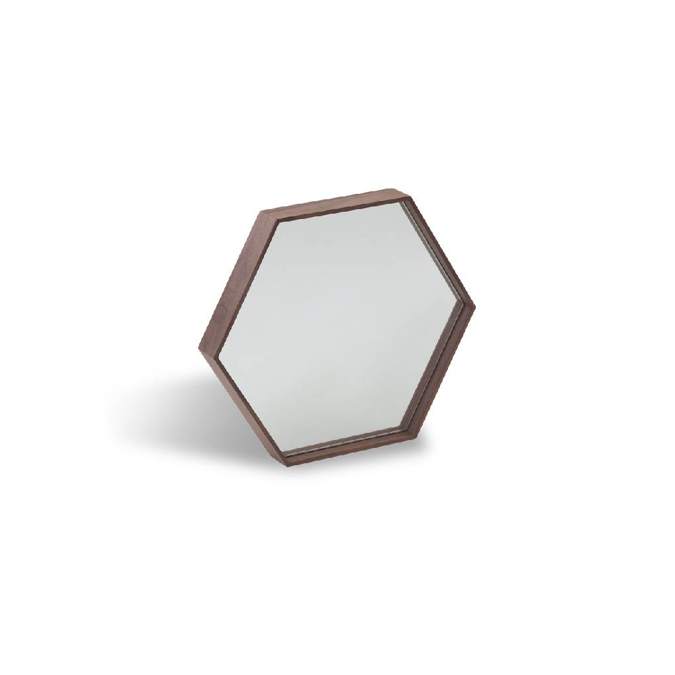 BIM objects Free download! Walnut wood frame hexagonal mirror BIMobject