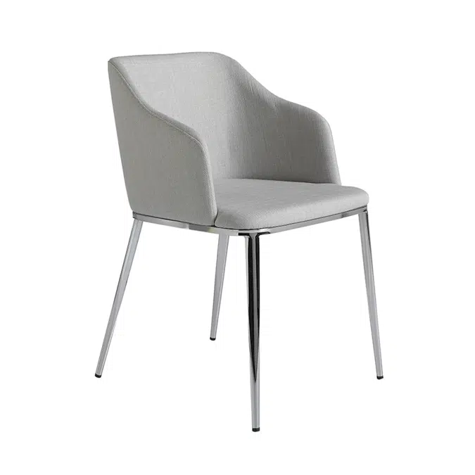 BIM objects - Free download! Chair upholstered in fabric with chromed ...