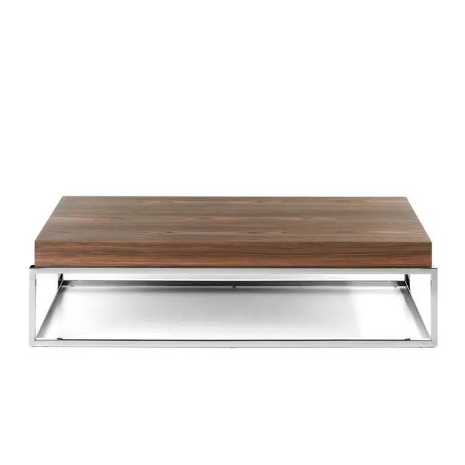 Walnut wood and chrome steel coffee table