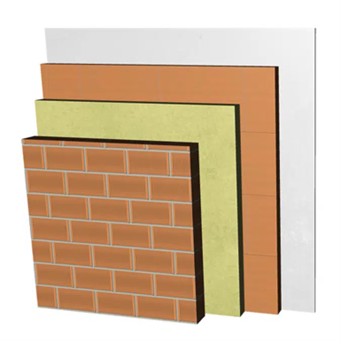 ME05-P-bgf Double skin clay brick party wall, with thermal insulation and air cavity. LP11,5+C+AT+LHGF7+ENL