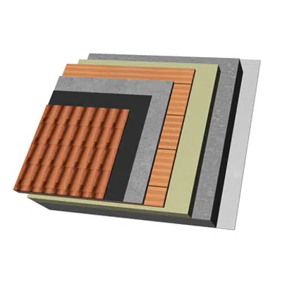 画像 QB10-U-EC-b Vented sloping slab roof with clay tiles. T+(I)+CR+TC+C+AT+U25.EC+RF