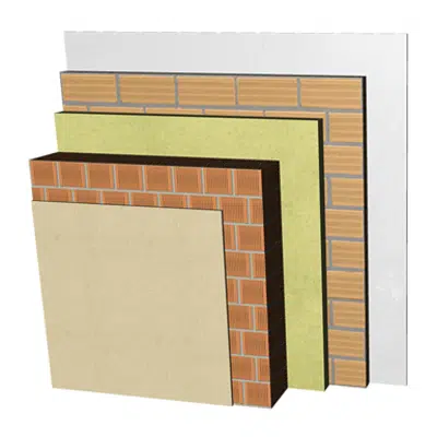 imazhi i FC06-P-b Double skin non facing clay brick façade. RC+LP24+AT+LH7+ENL